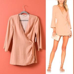 Revolve Lovers & Friends Crush Beige Wrap Long Sleeve Romper S